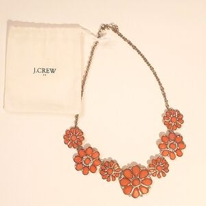 J. Crew floral statement necklace with jewelry pouch